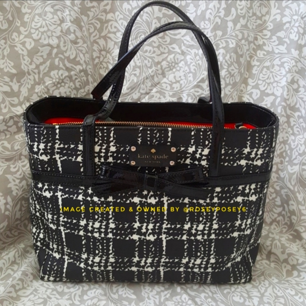 Kate Spade New Black & White Handbag with bow